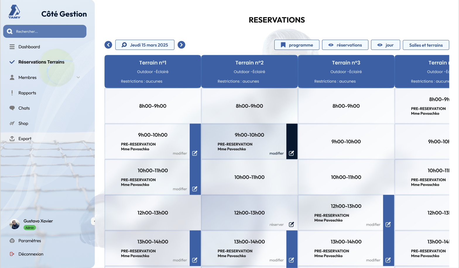 Gestion des réservations